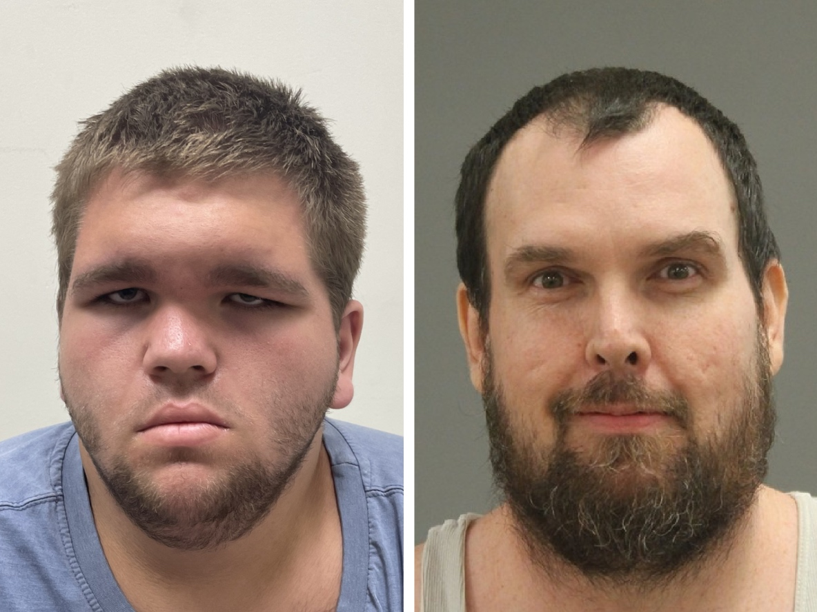 Noah T. Webb, 20, is charged with three counts of child sexual abuse materials possession and Robert L. Webb, 43, is charged with cannabis possession with intent to deliver, according to state police.