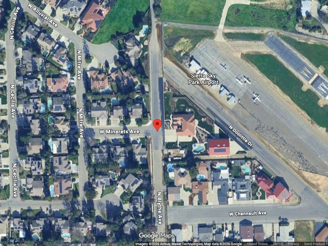 Emergency personnel responded around 1:50 p.m. to the scene in the 7300 block of North Blythe Avenue, where a fixed-wing, single-engine airplane was on fire atop the bluff of the San Joaquin River, authorities said.
