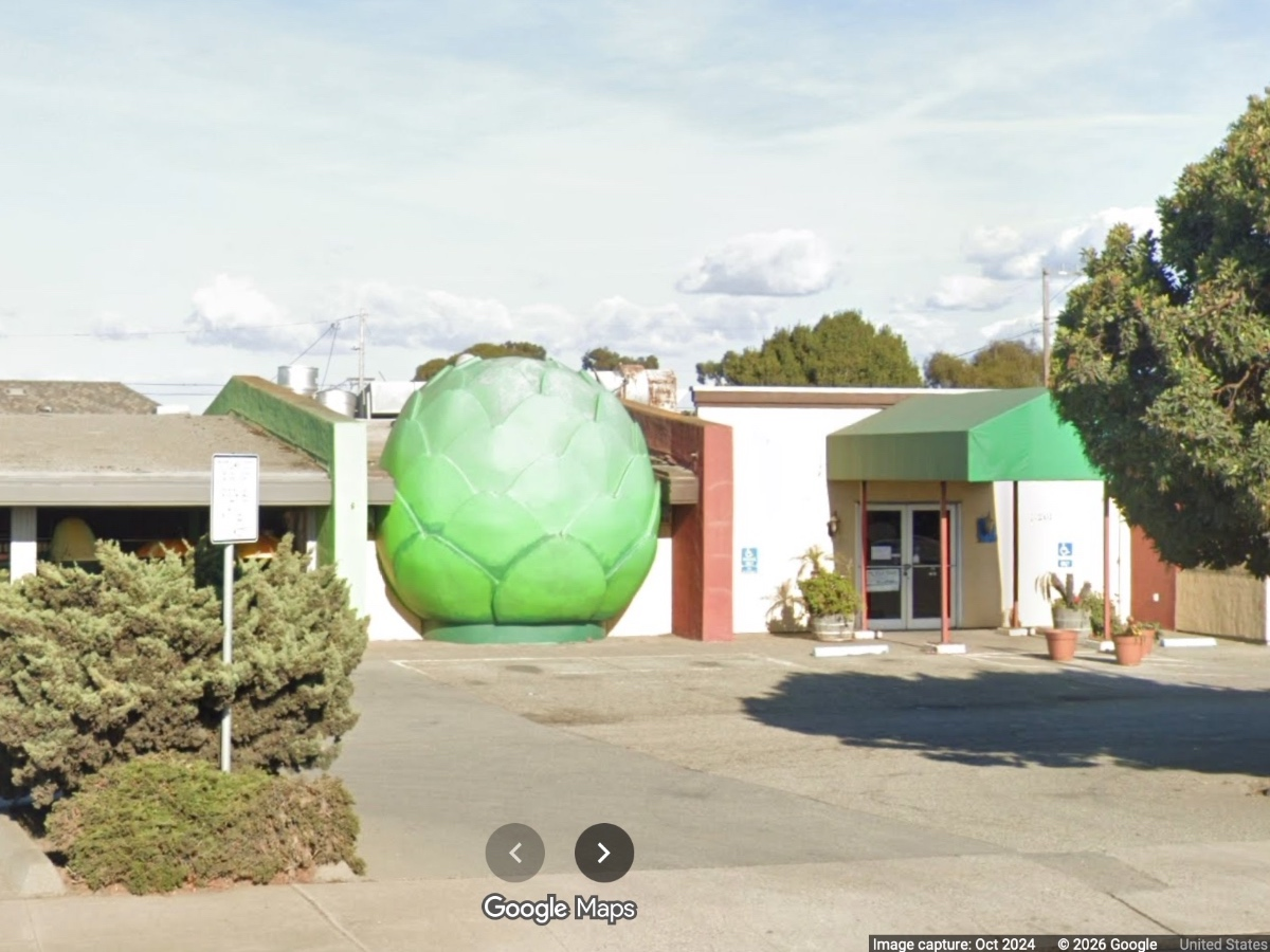 Giant Artichoke Restaurant, located in the 11200 block of Merritt Street in Castroville and highly visible due to the enormous artichoke statue attached to its storefront, closed on Wednesday.