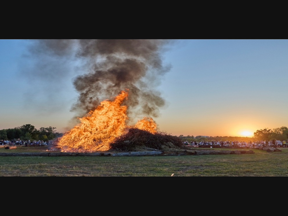 The evening culminates with the amazing lighting of the bonfire!