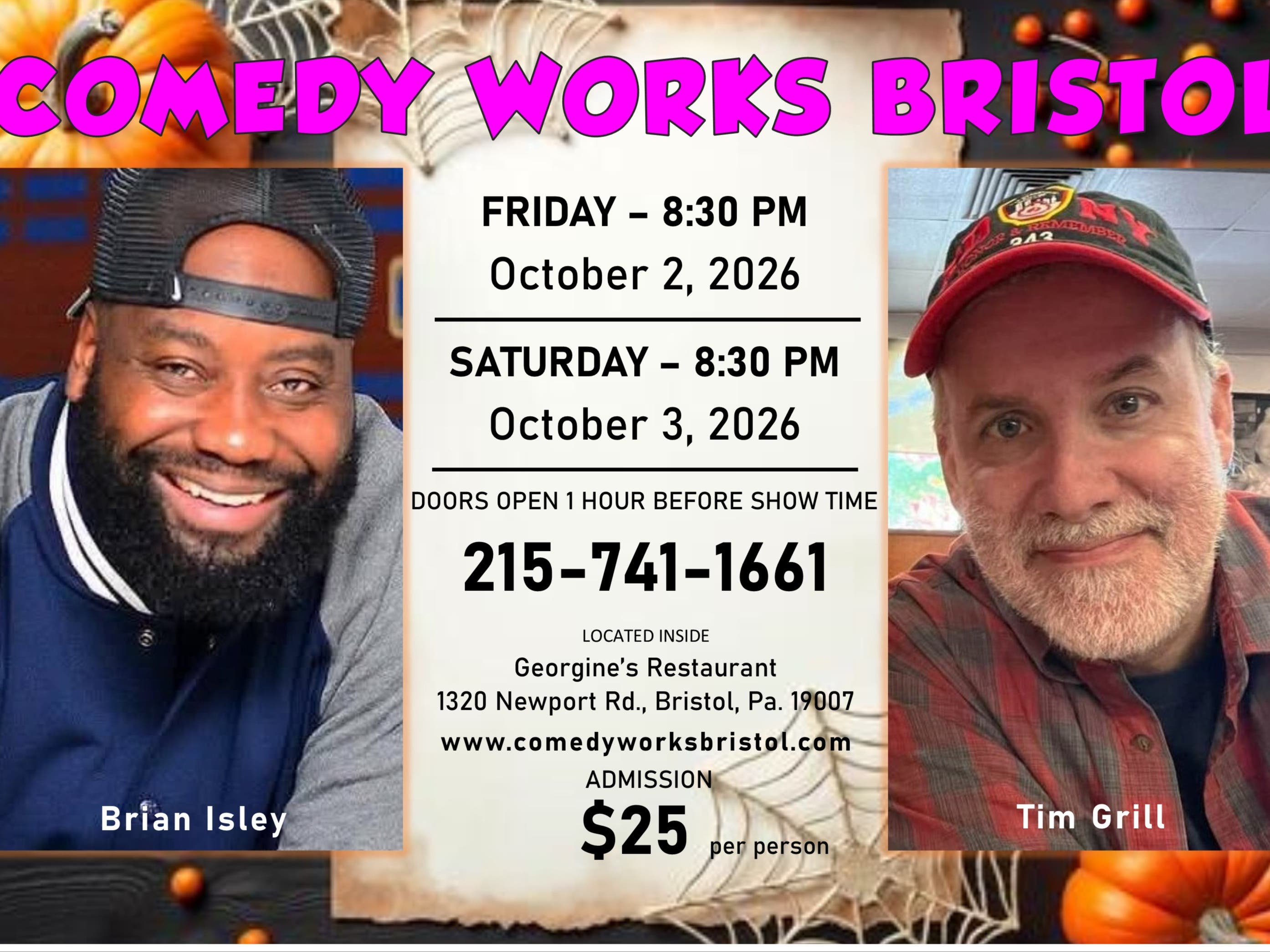 Friday & Saturday Night Comedy Show @ 8:30 PM at the legendary Georgine's Restaurant, Bristol, Pa