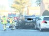 A car overturned during an accident Monday morning in Gloucester Township.