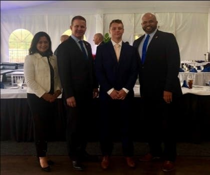 Freeholder Heather Simmons, Freeholder, Dan Christy, Army Enlistee Matthew Owens and  Freeholder Jim Jefferson.