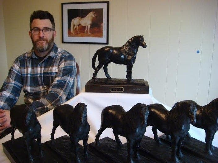 The sculptor of the Percheron horses has received worldwide acclaim. Statues are available for purchase.