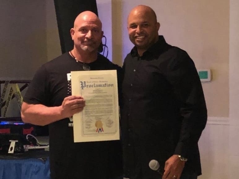 Pictured: Former West Deptford Police Department Detective Anthony Scirotto and Freeholder Jim Jefferson.