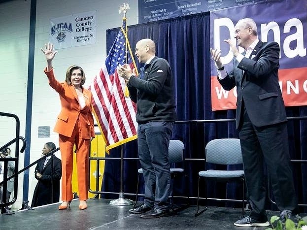 House Speaker Nancy Pelosi, Gov. Phil Murphy and Sen. Cory Booker rallied with Rep. Donald Norcross. There were supporters and protesters.