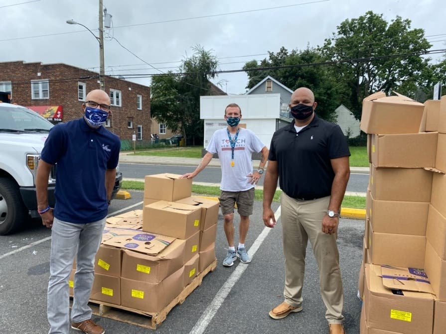 Touch New Jersey were joined by state and local officials in handing out 12 pallets worth of food to nearly 600 residents in need Thursday.