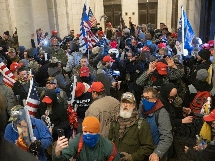 Stephanie Hazleton, of Medford, was reportedly arrested on Friday, a week after she appeared in an online video from the D.C. riots.