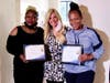 Left to right, Darlene Collins, a caregiver with TLC for 8 years, Kelly McCabe, President and Owner of TLC HomeCare Services, and Tashion Harden, a caregiver with TLC for 12 years, which is when they started. 