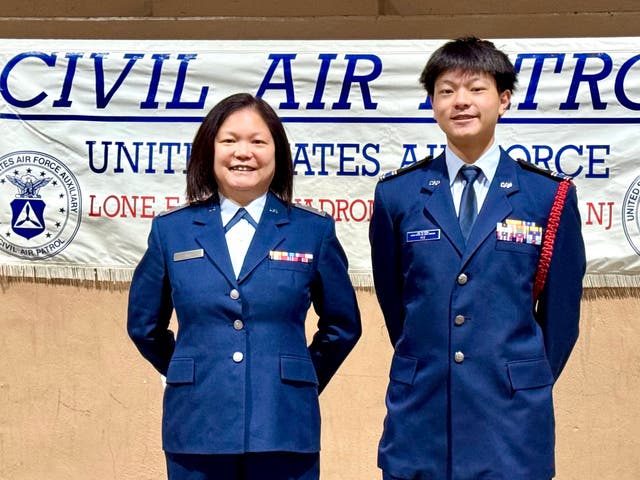 Cadet 2nd Lt Julian Yee of Scotch Plains, NJ, receives the Civil Air ...