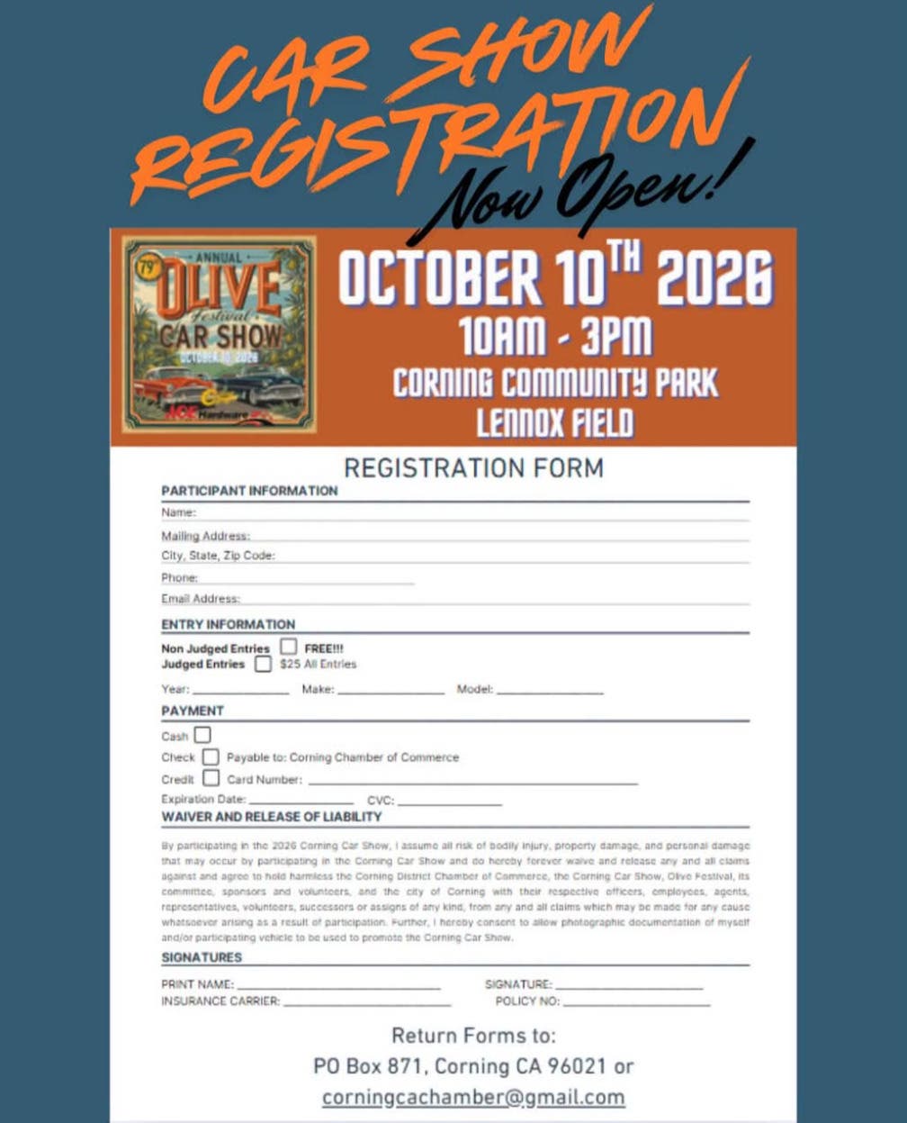 79th Annual Corning Olive Festival CAR SHOW!
