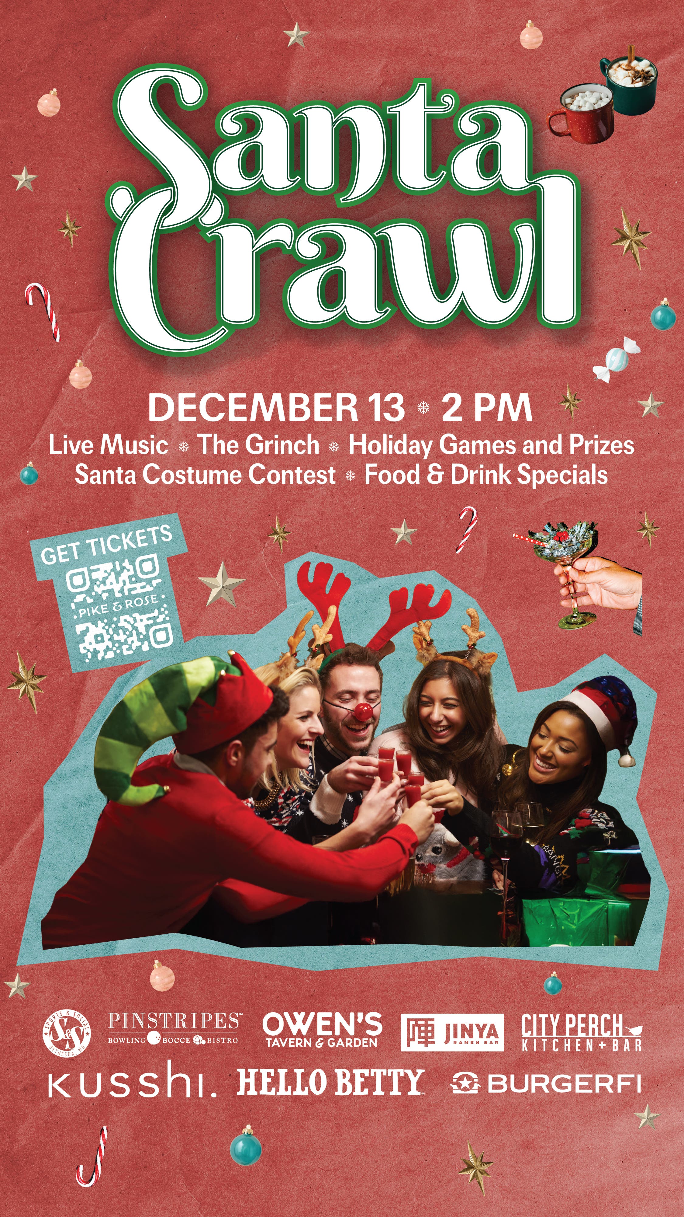 Second Annual Santa Crawl at Pike & Rose 