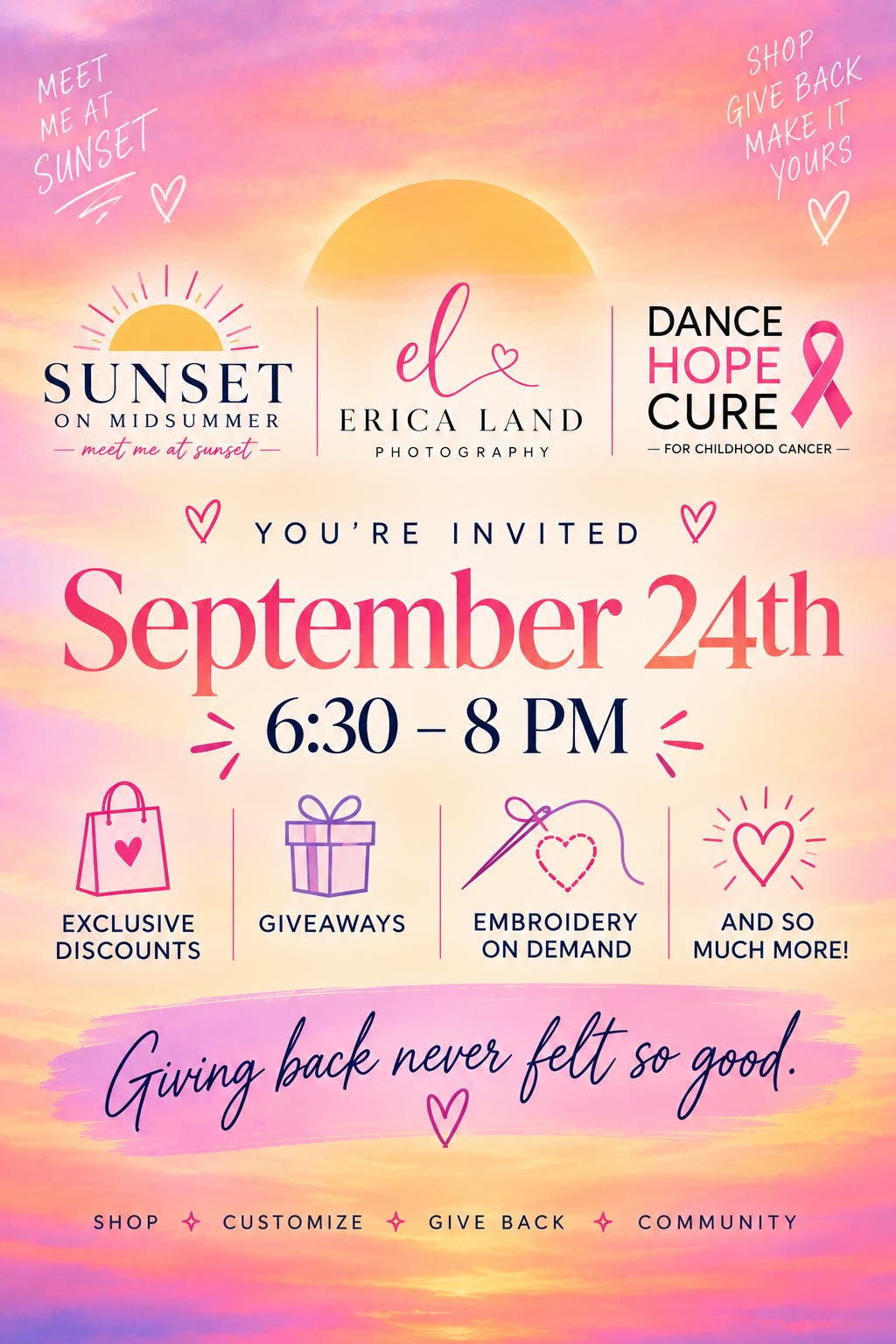A special evening at Sunset on Midsummer in honor of Childhood Cancer Awareness Month