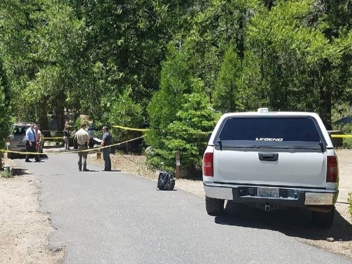 The investigation scene Thursday inside Stanislaus National Forest.