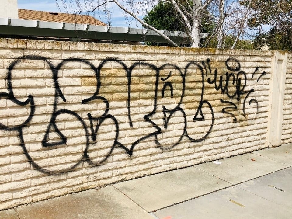 Graffiti in Livermore that police say came from the suspected tagger.