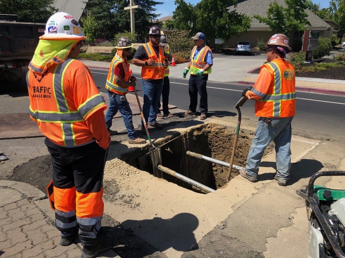 The repair work by Dublin San Ramon Services District crews and underground contractor McGuire & Hester​ has forced intermittent lane closures since Wednesday along Amador Valley Boulevard.