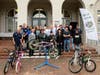 Community members, Del Valle bicycle repair students, Livermore Mayor John Marchand, and LVUSD Superintendent Kelly Bowers. 