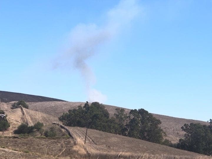 Smoke from the fire could be seen across the Tri-Valley Tuesday.