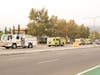 A Palm Springs fire truck leads the way in Alameda County.