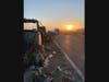 The incident scene after the fire was extinguished on I-10 in Indio.