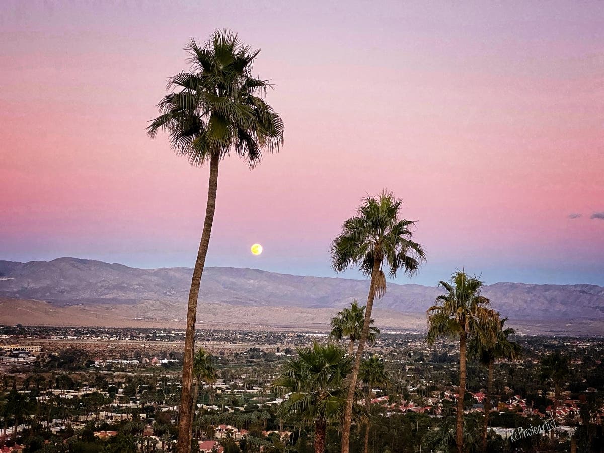 The full moon over Palm Springs on Dec. 29, 2020.