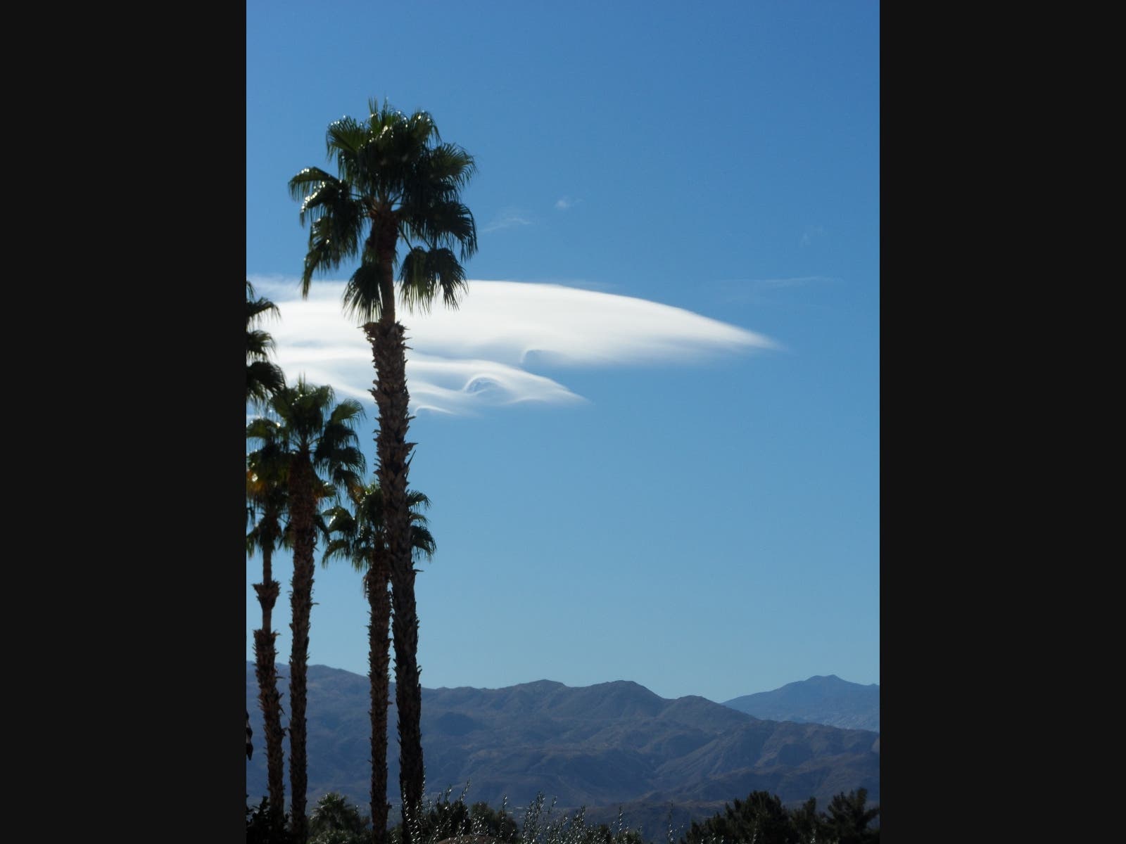 A lenticular cloud snapped by Sean Lynch of Cathedral City.