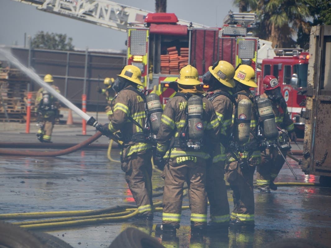 Crews on scene at the fire in Moreno Valley.