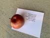 An apple and note allegedly placed by a Beaumont Unified School District teacher who is against the state's health mandates. The items were placed as part of the Nov. 15 school walkout.