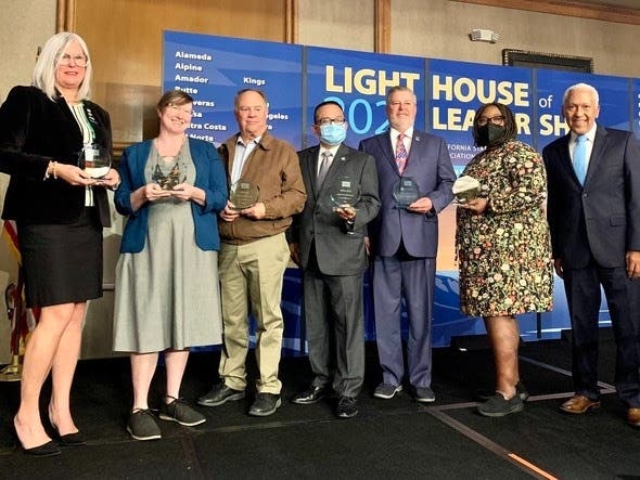 Third District Supervisor Chuck Washington (far right) joins his fellow Circle of Service award recipients during the 127th Annual CSAC meeting, ​Nov. 29 through Dec. 3, in Monterey.​
