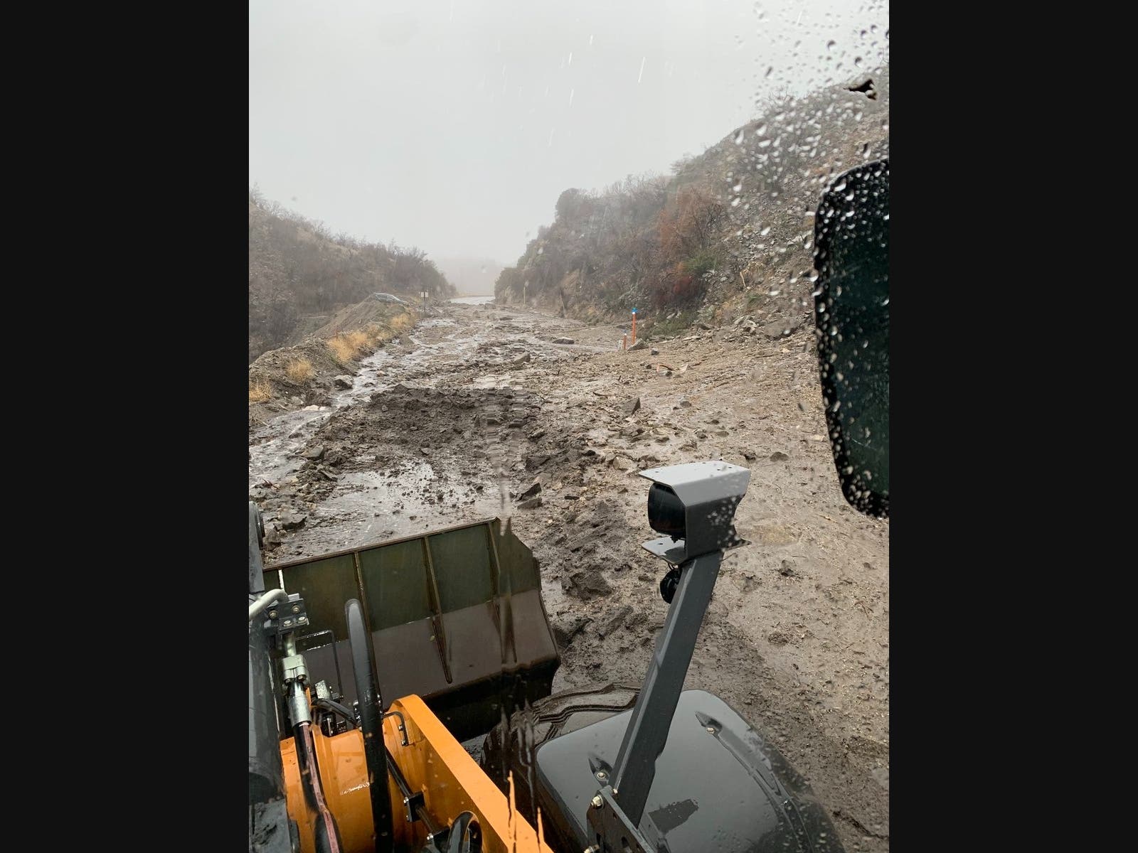 Debris on Highway 38 was the result of Tuesday's powerful winter storm.