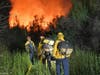Murrieta Fire & Rescue crews tackle the fires that began shortly before 9 p.m. Sunday.