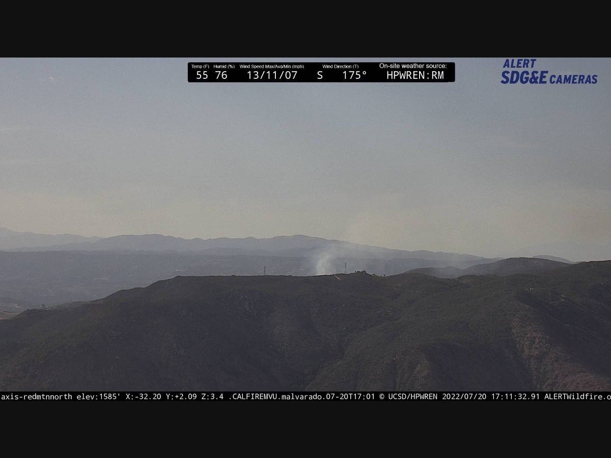 Smoke from the fire captured by an SDG&E camera just after 5 p.m. Wednesday.