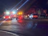The scene Wednesday night in the Lake Harveston community.