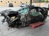 The totaled Dodge Charger after being pulled from the crash scene.