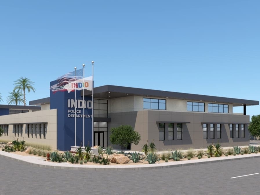 An artist's rendering of the new Indio Police Department headquarters. Construction is set to begin this summer.