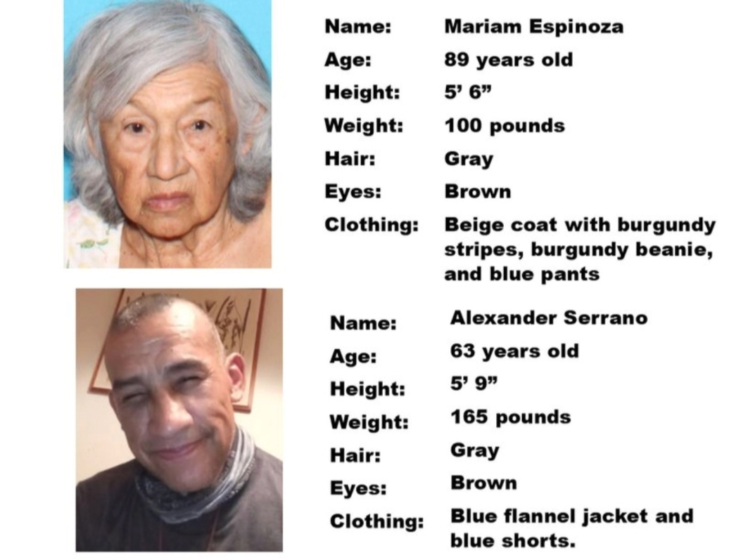 A Silver Alert was issued Tuesday evening for Mariam Espinoza, 89, and ﻿Alexander Serrano, 63.