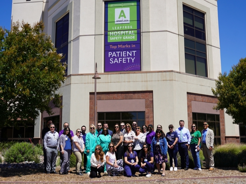 Several Temecula Valley Hospital staffers gather outside the facility.