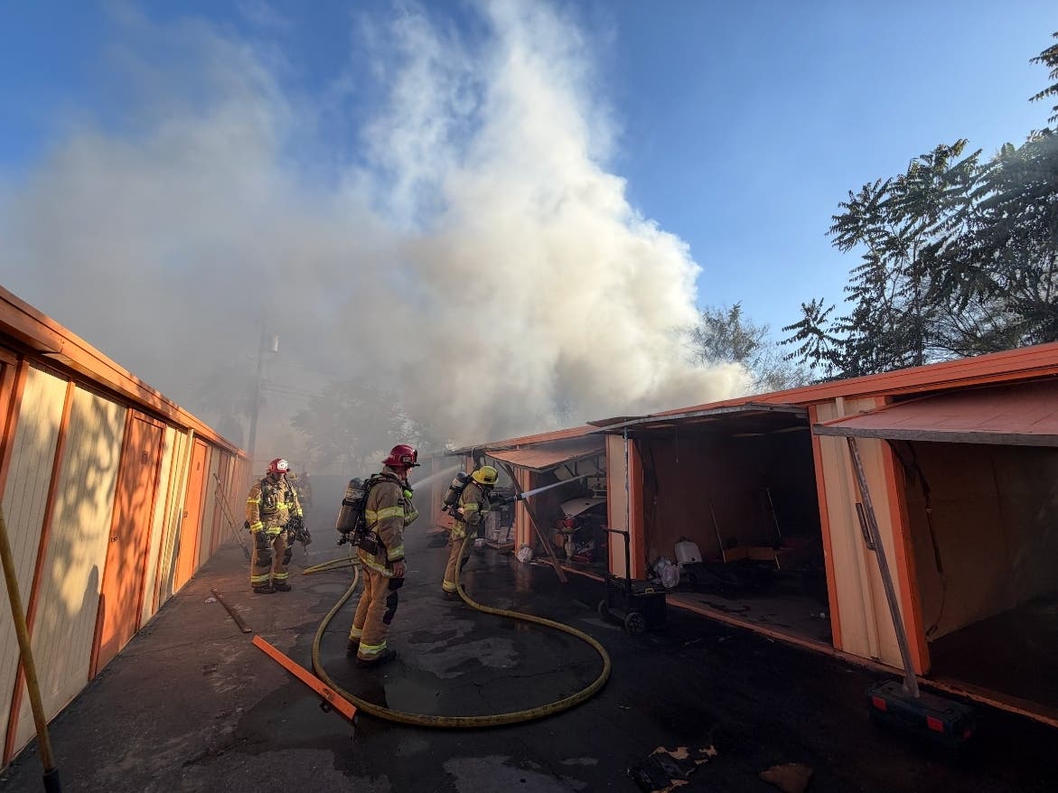 The fire that burned Tuesday in the 300 block of E. 3rd Street in Perris.