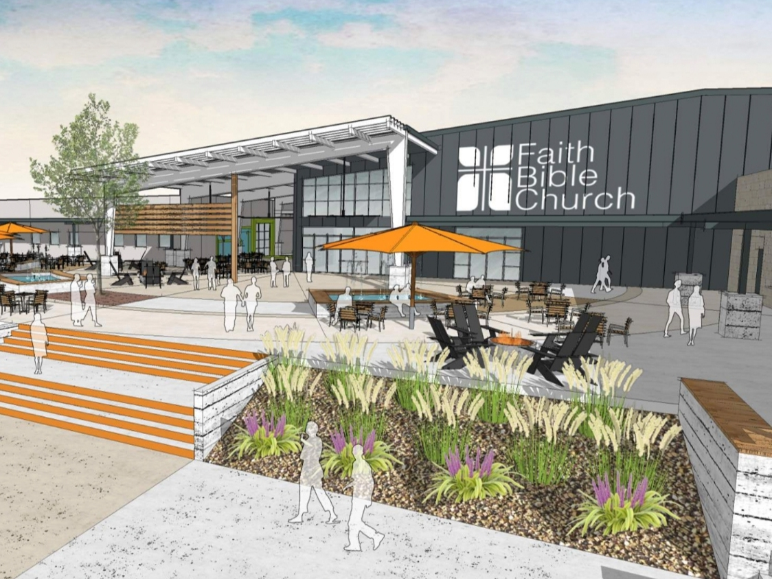 An artist's rendering of the proposed permanent facilities for Faith Bible Church in Wildomar.
