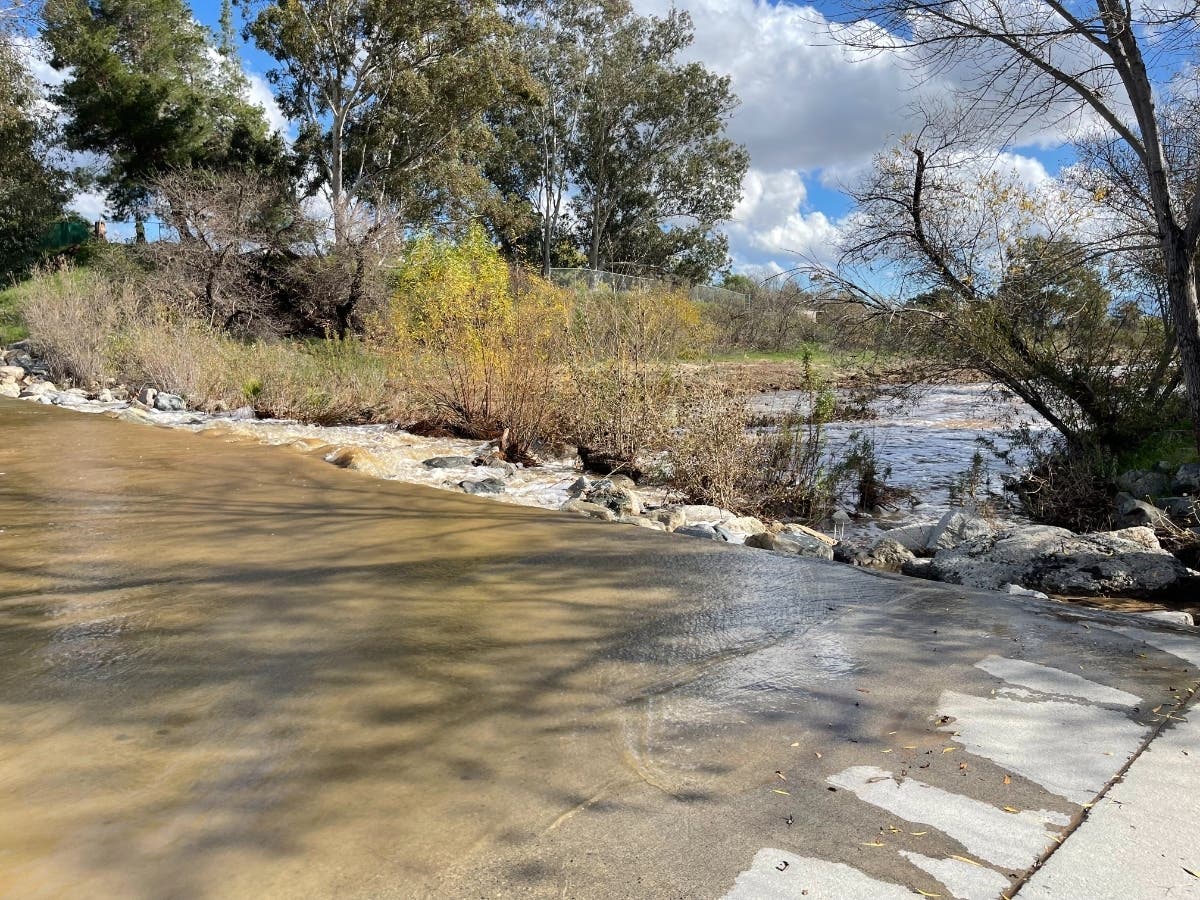 Murrieta Creek (shown) runs through the cities of Wildomar, Murrieta, and Temecula, ending about 0.5 miles southeast of the city center of Temecula, where it has its confluence with Temecula Creek and forms the head of the Santa Margarita River.